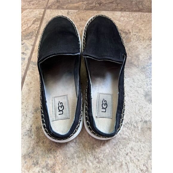 UGG Women's Caleel Black Suede Leather Slip-On Mule Shoes Size 8 - Picture 4 of 7